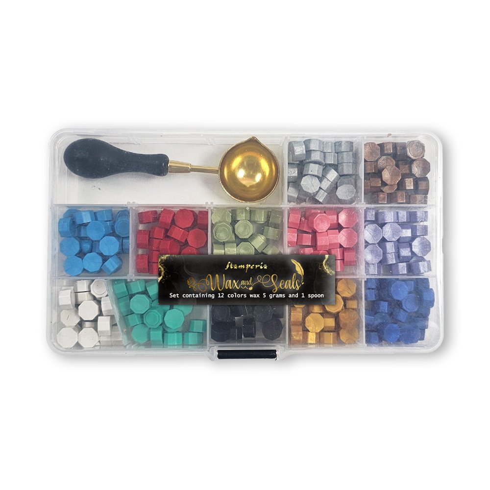 Wax set 12 colors wax gr 5 and spoon