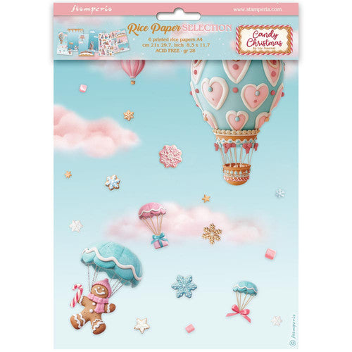 Paquete de 6 papeles arroz A4 - Candy Christmas