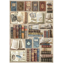 Cargar imagen en el visor de la galería, Paquete de 6 papeles arroz A4 backgrounds - Vintage Library
