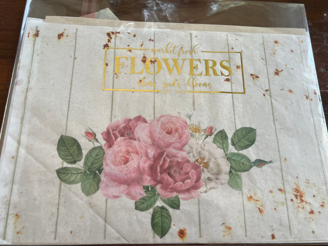 Papel Seda con Foil (tamaño carta) -  Flowers
