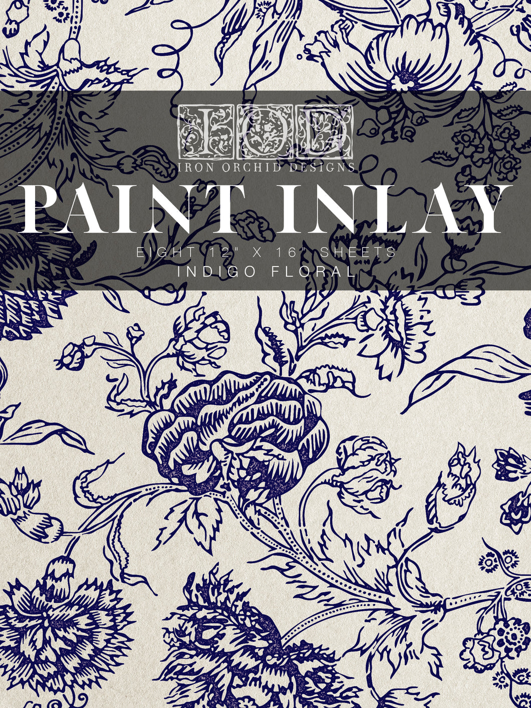 Paint Inlay (hoja individual)- Indigo Floral